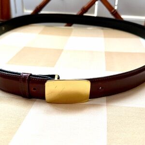 Men’s Brass Buckle Brown Leather Belt 42”